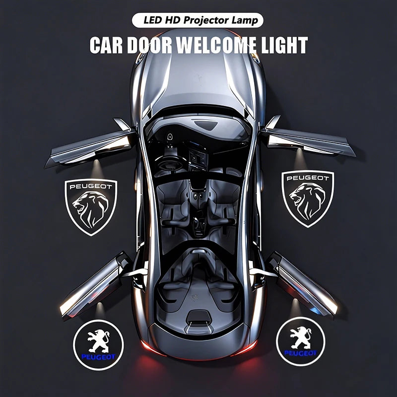Projecteurs de bienvenue pour portières de voiture, 2 pièces, accessoires pour Peugeot 206 307 308 207 3008 208 407 508 2008 5008 301