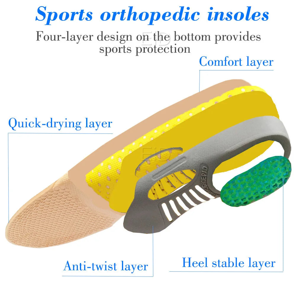 Semelles orthopédiques en gel de qualité supérieure unisexe, pied plat 4WD, semelle de santé pour chaussures, insertion de coussin de soutien de la voûte plantaire pour fasciite plantaire