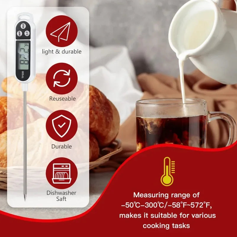 Thermomètre de cuisine pour la cuisson, outil de mesure de la température numérique pour la viande, thermomètre alimentaire électronique, écran LCD, nourriture