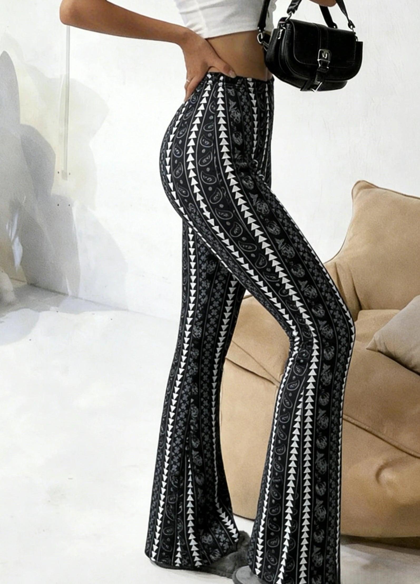 Pantalon évasé pour femme, taille haute, extensible, coupe ajustée, style rétro Y2K, printemps-été, décontracté, pour le quotidien, streetwear, coupe cloche