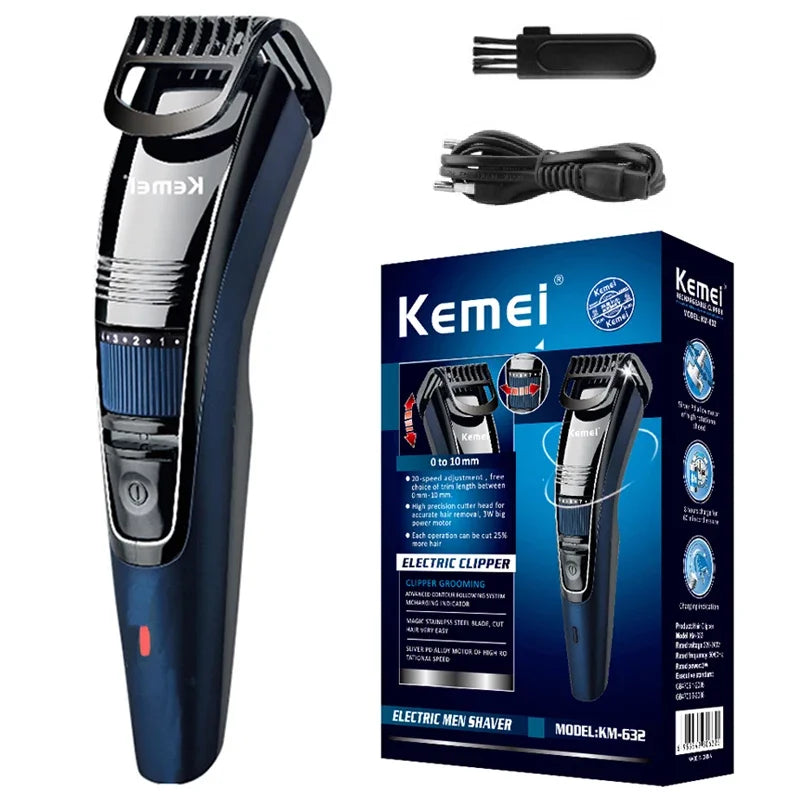 Kemei 0.5-10mm réglable barbe tondeuse à cheveux pour hommes Rechargeable moustache Stubble tondeuse à cheveux visage Machine de coupe de cheveux