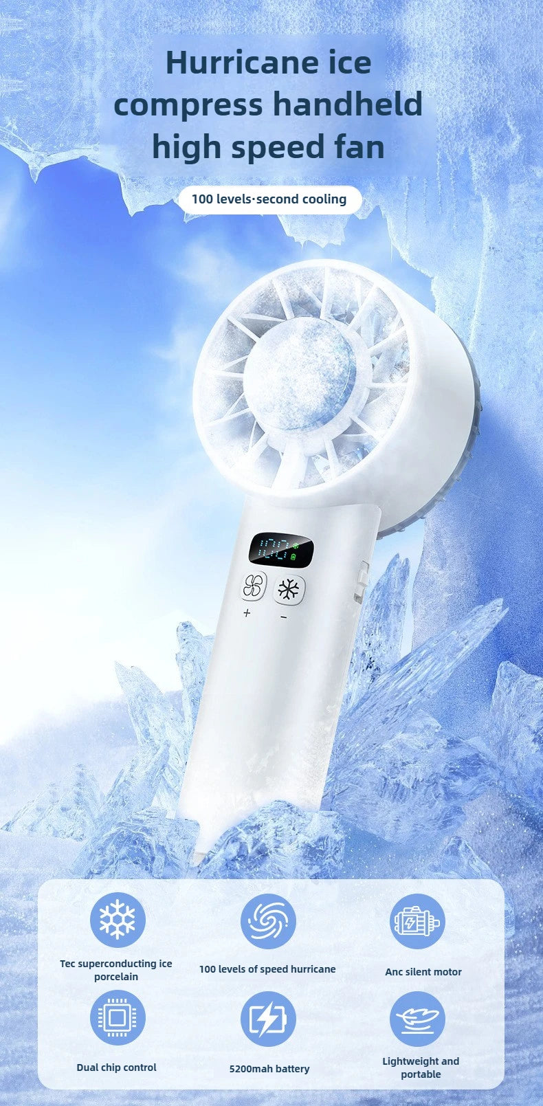 Ventilateur portatif à refroidissement rapide, mini ventilateur USB rechargeable, pliable, pour voyage, camping, extérieur.