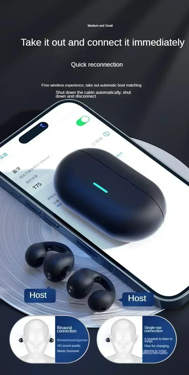 Écouteurs sans fil Bluetooth T75 TWS, contrôle tactile, écouteurs de sport, casque de musique, iPhone, téléphones Xiaomi, originaux