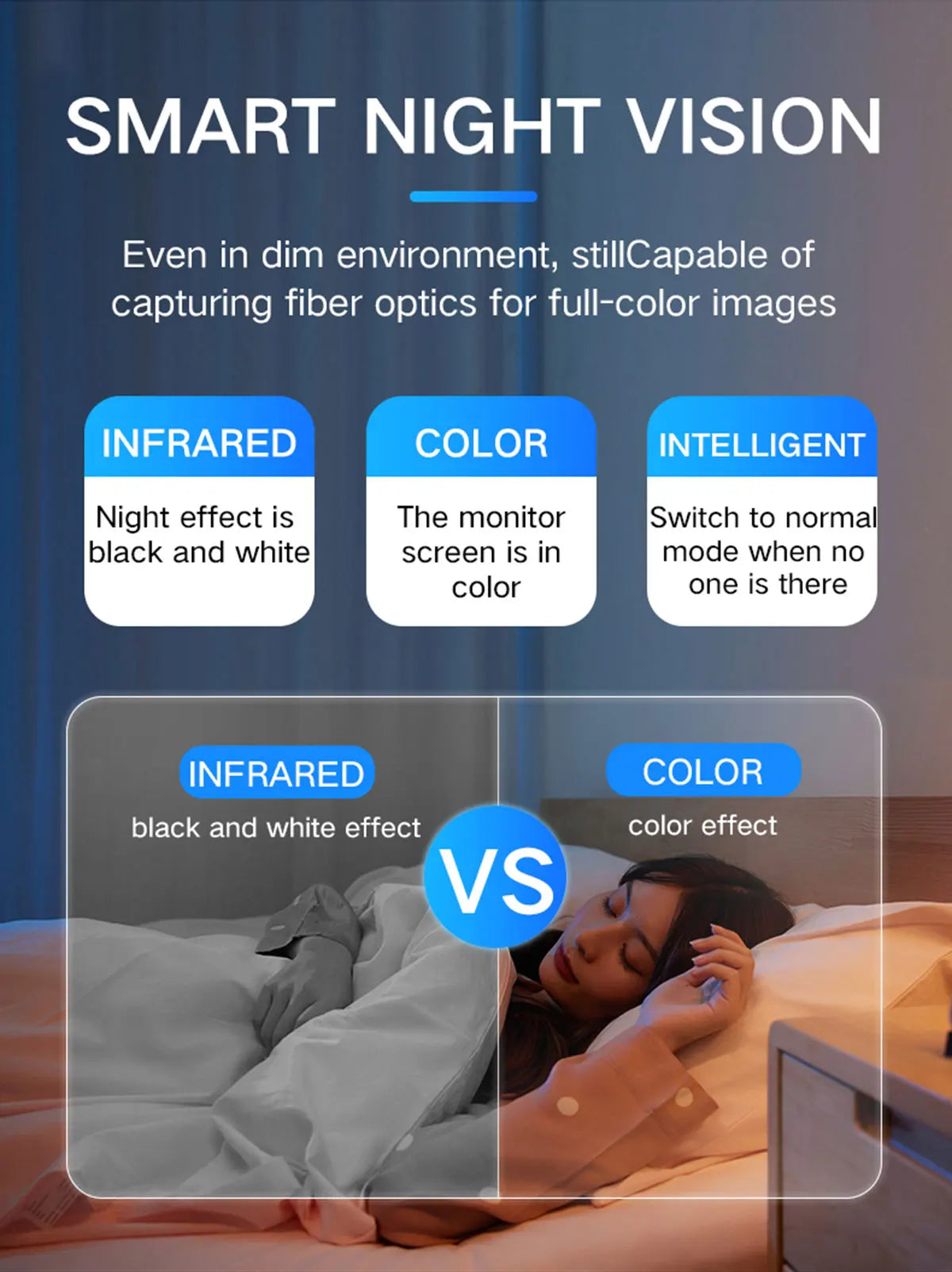 Caméra de Surveillance couleur Vision nocturne moniteur de sécurité automatique suivi humain Zoom intérieur Wifi Miini caméra IP
