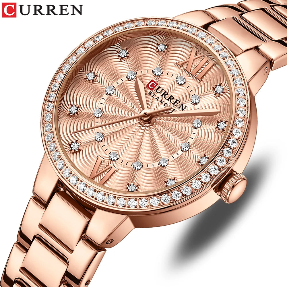 Istro REN-Montres-bracelets à quartz avec bracelet en acier inoxydable pour hommes et femmes, biscuits de luxe, cadran rose, montres à la mode, nouveau