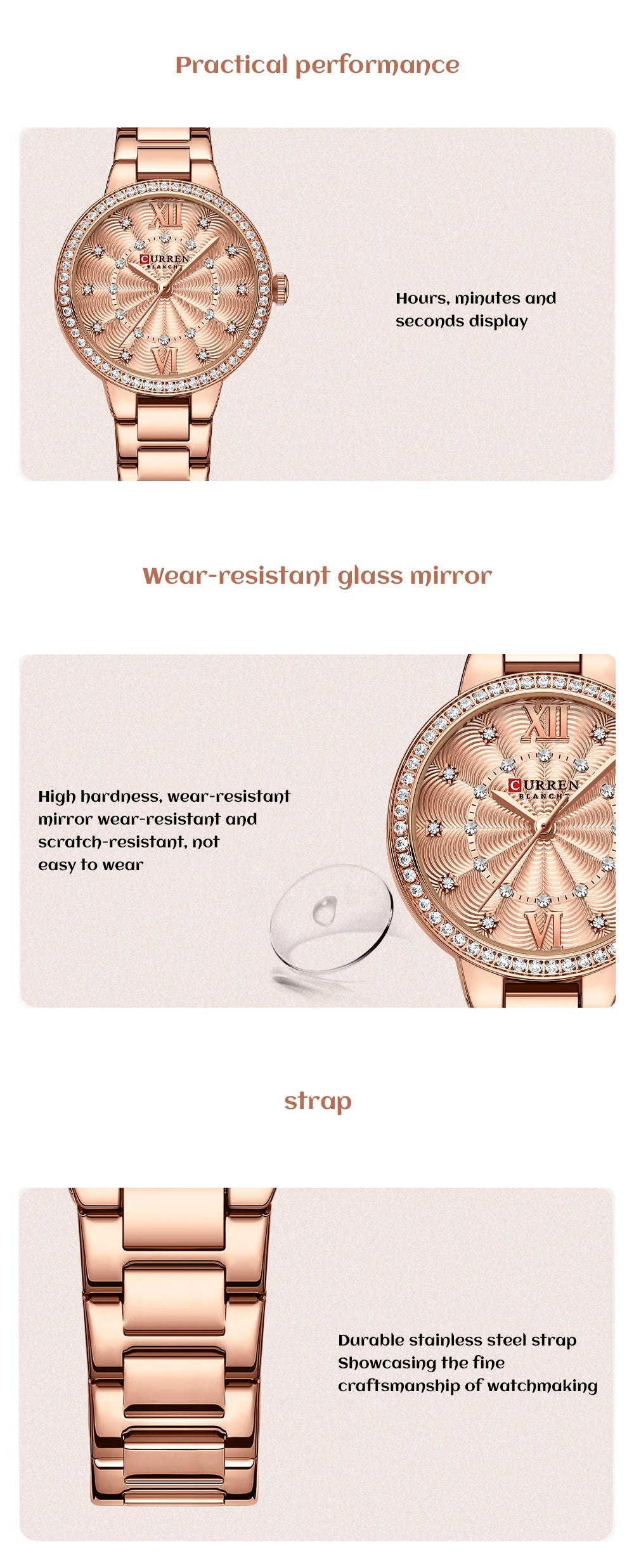 Istro REN-Montres-bracelets à quartz avec bracelet en acier inoxydable pour hommes et femmes, biscuits de luxe, cadran rose, montres à la mode, nouveau