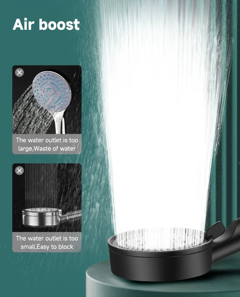 6 Modes Pression Boost Tête De Douche Multifonction Réglable Grande Douche D'eau Buse Massage Salle De Bains Accessoire