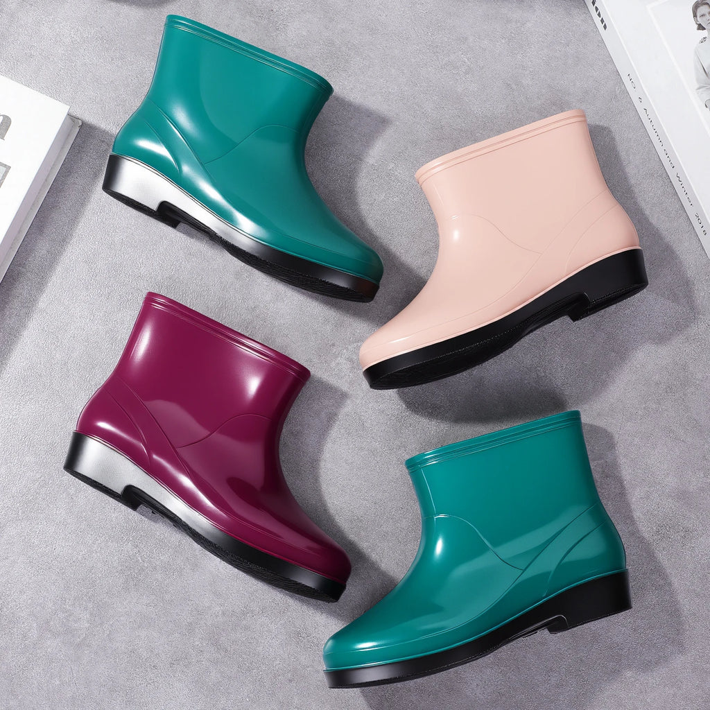 Nouvelles chaussures aquatiques confortables, élégantes, polyvalentes, courtes et à coupe basse, chaussures de pluie de style occidental, bottes de pluie décontractées, chaudes.