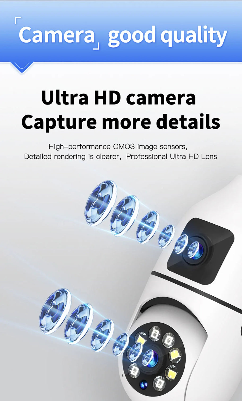 Caméra de Surveillance couleur Vision nocturne moniteur de sécurité automatique suivi humain Zoom intérieur Wifi Miini caméra IP