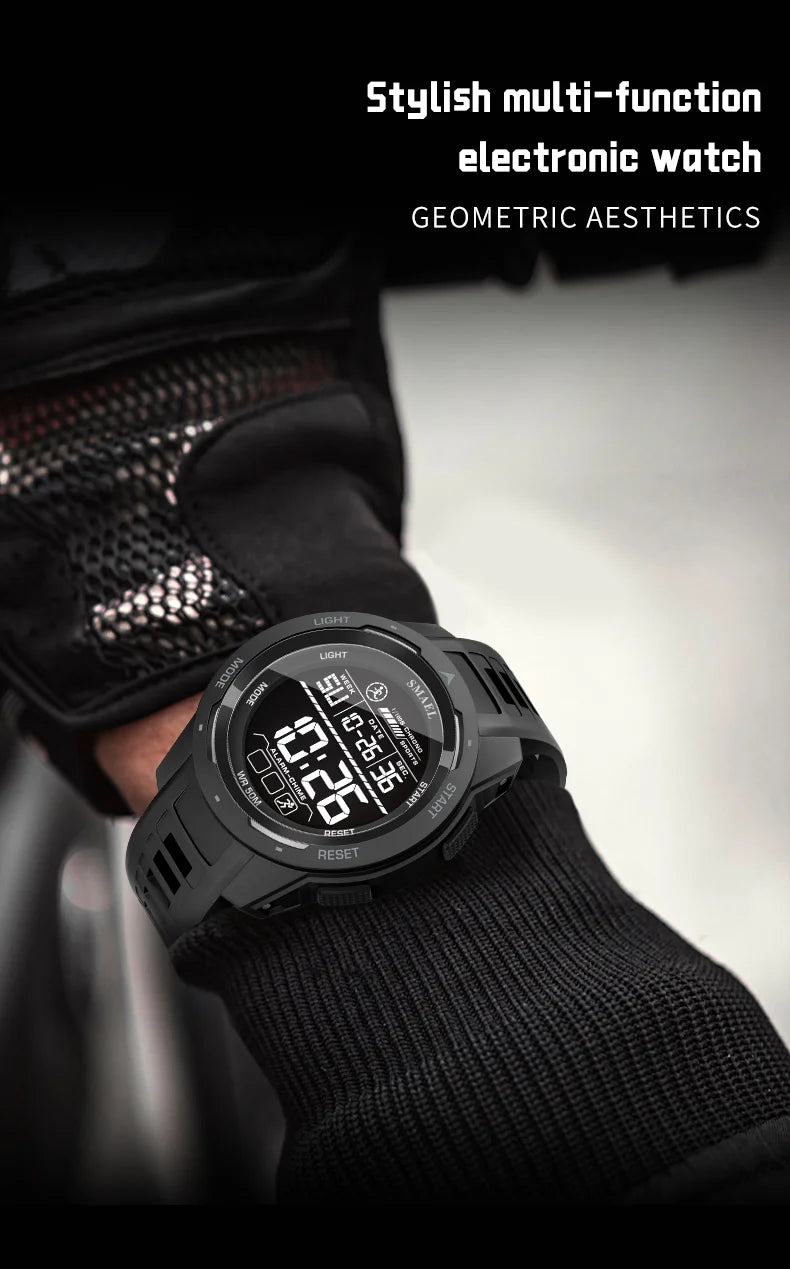 SMAEL-Montre-bracelet numérique étanche à LED pour homme, chronomètre lumineux, montres de sport, 50m, 8105