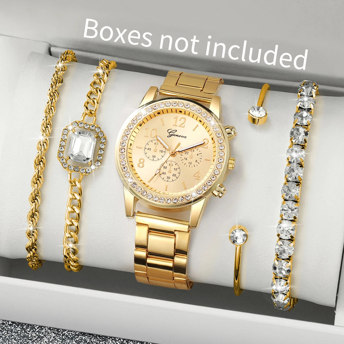 5 pièces de luxe diamant femmes montres Bracelet ensemble dames cadran arabe montres à Quartz Reloj Mujer (sans boîte)