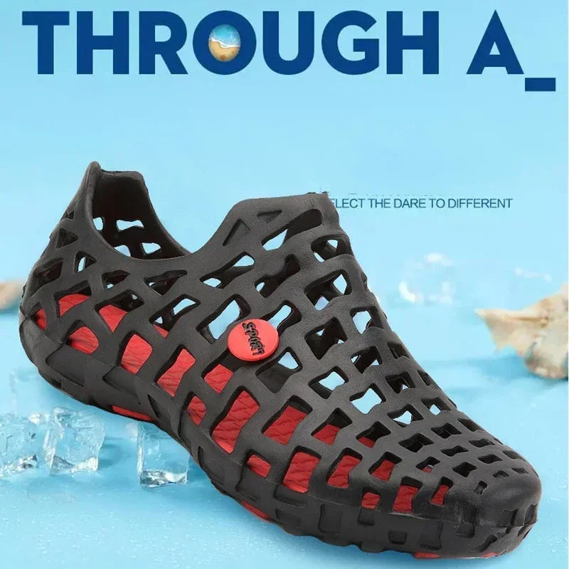 Chaussures d'eau d'été pour hommes, sandales de plage respirantes, chaussures d'eau en amont, pantoufles creuses à séchage rapide pour femmes