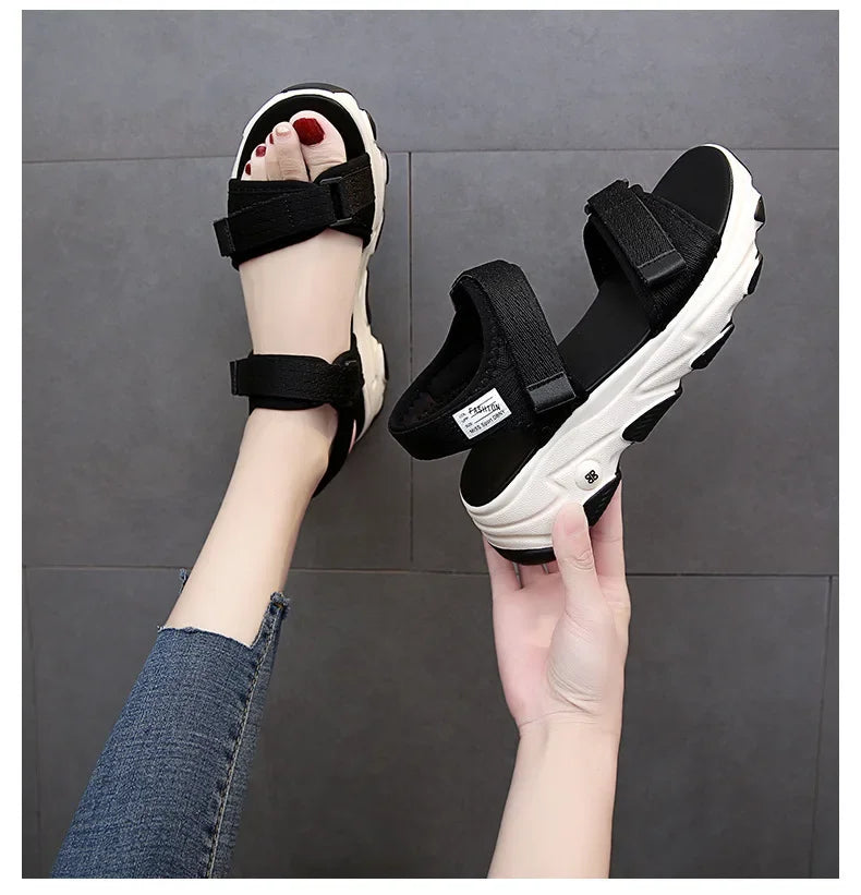 Sandales pour femmes, nouvelles chaussures d'été, style sport, mode décontractée, plateforme antidérapante, chaussures de plage antidérapantes, sandales