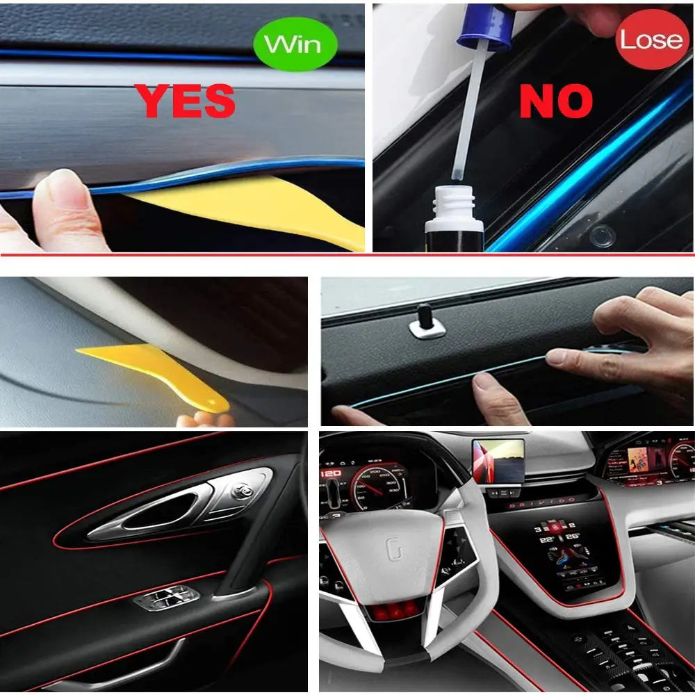 Bande lumineuse LED pour intérieur de voiture, néon, câblage EL, lampe décorative pour auto, bricolage, lumière ambiante flexible, USB, escales de fête, diode, 5m