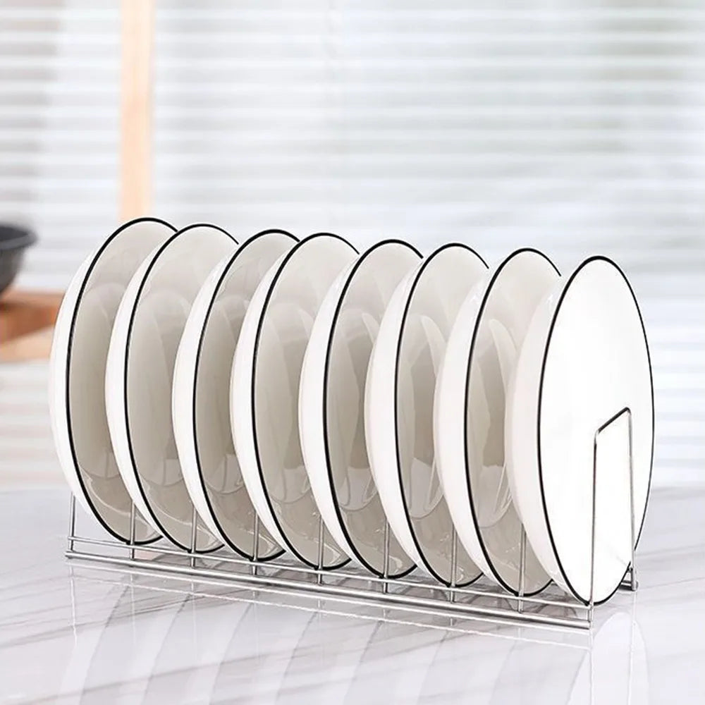 Égouttoir à vaisselle en acier inoxydable, support de rangement polyvalent pour assiettes argentées, bols peu encombrants, support d'égouttoir pour cuisine