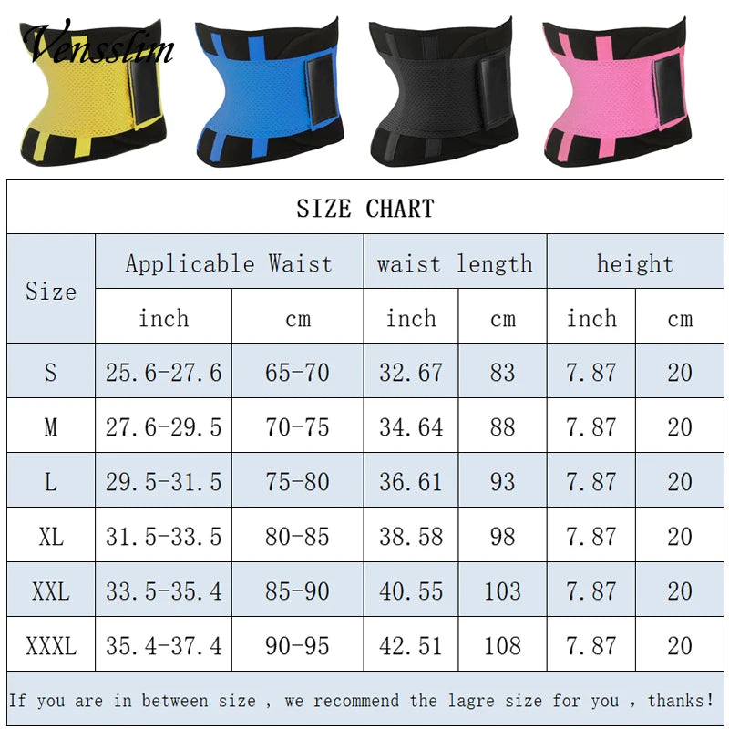 Vensslim femmes Sauna sueur ventre tondeuse ceinture taille formateur minceur corps Shaper Corset entraînement ventre mince gros brûleur ceintures
