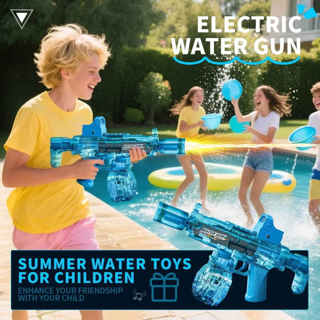 Pistolet à eau électrique avec simulation de tir et de recul, jouet pour enfants, pistolet à eau automatique avec capteur lumineux, jouet d'été pour la plage et les activités de plein air