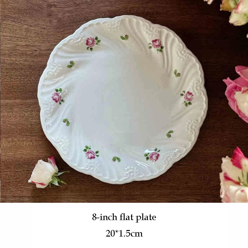 Ensemble d'assiettes en céramique vintage rose, tasse à café, beau, britannique, fournitures de cuisine, dessert, thé, cadeau