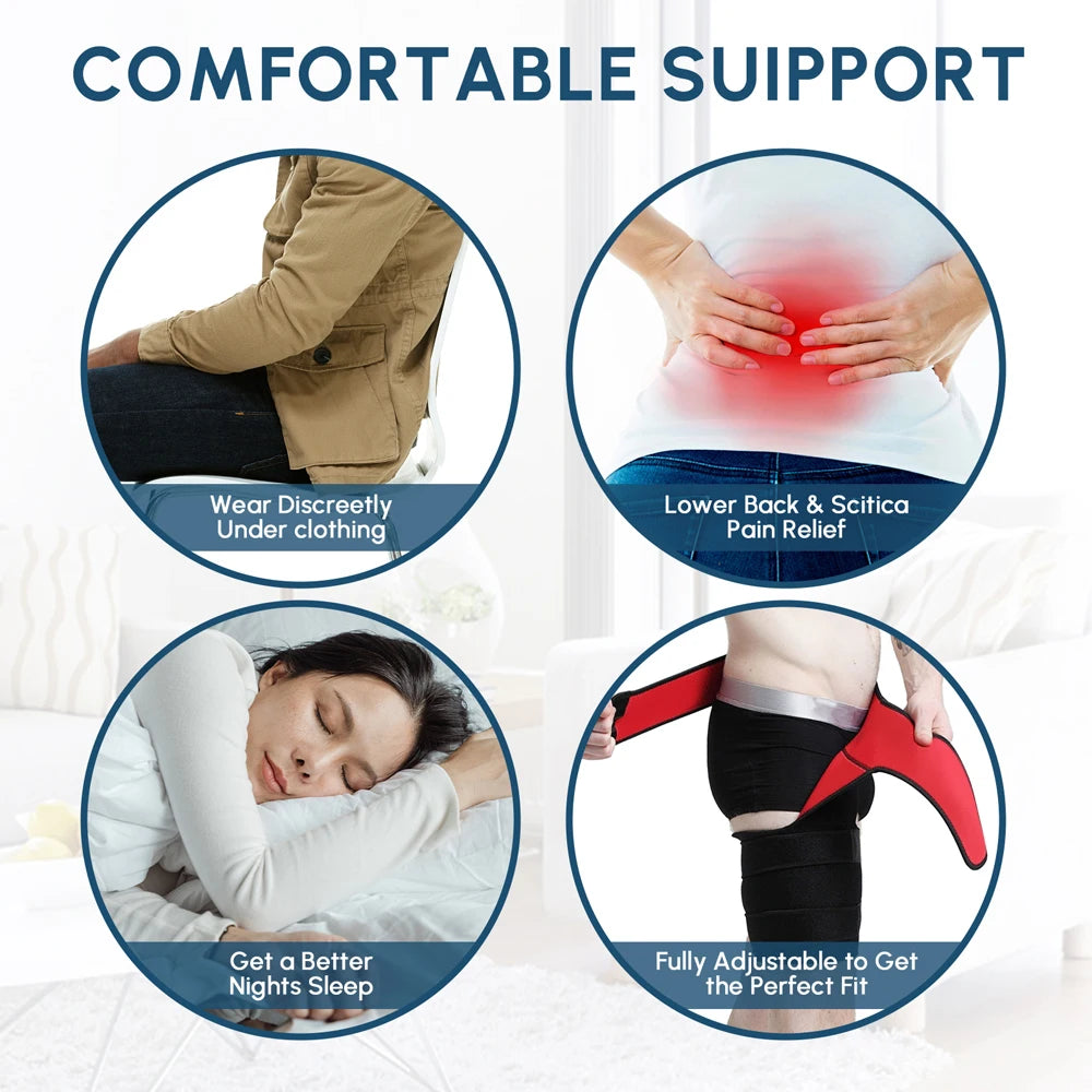 Manchon de compression de cuisse d'orthèse de hanche, enveloppe de compression de tendins de jets et d'aine pour le soulagement de la douleur de la hanche, support pour les remplacements de hanche, sciatique