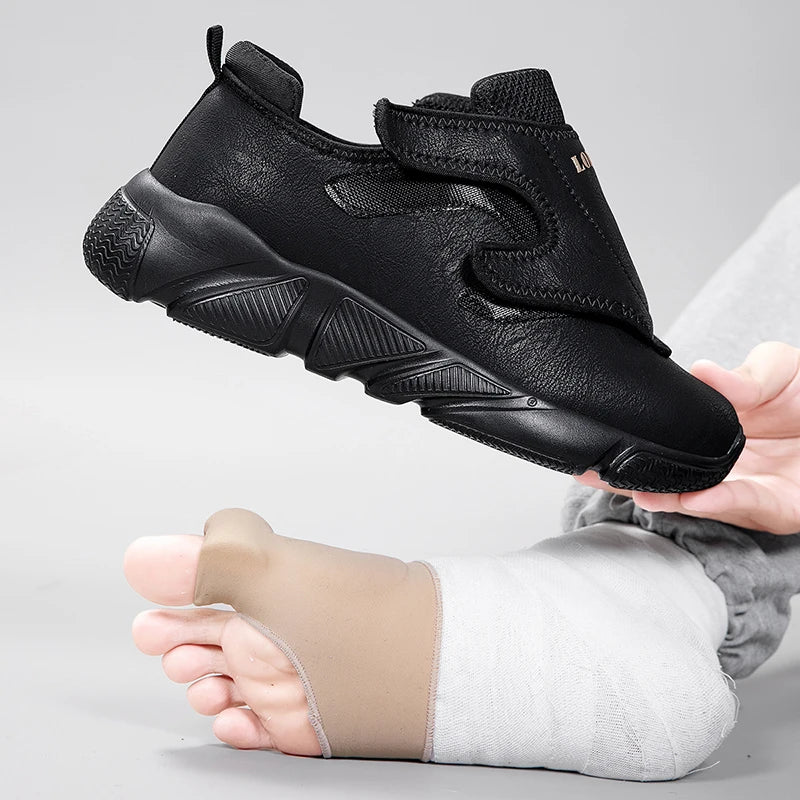 Chaussures pour personnes âgées diabétiques avec fermeture à crochet et boucle pour pieds larges, baskets orthopédiques légères pour œdèmes avec soutien de la voûte plantaire haute
