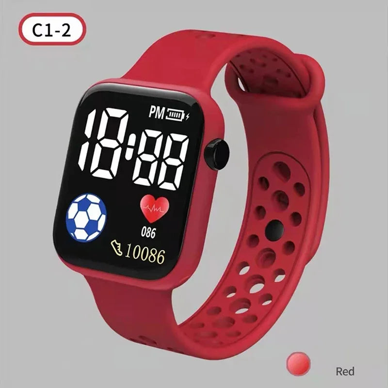 Nouvelle montre numérique LED pour enfants, garçons et filles, montres de sport de football, montre numérique en silicone, montre-bracelet électronique décontractée pour enfants