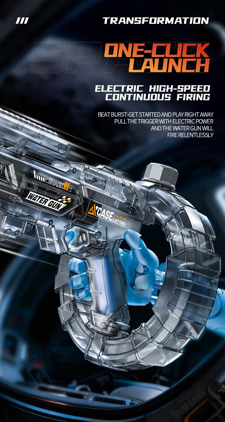 Pistolet à eau électrique spatial à énergie, avec éclairs LED, grande capacité, tir automatique continu, jouet pistolet à eau