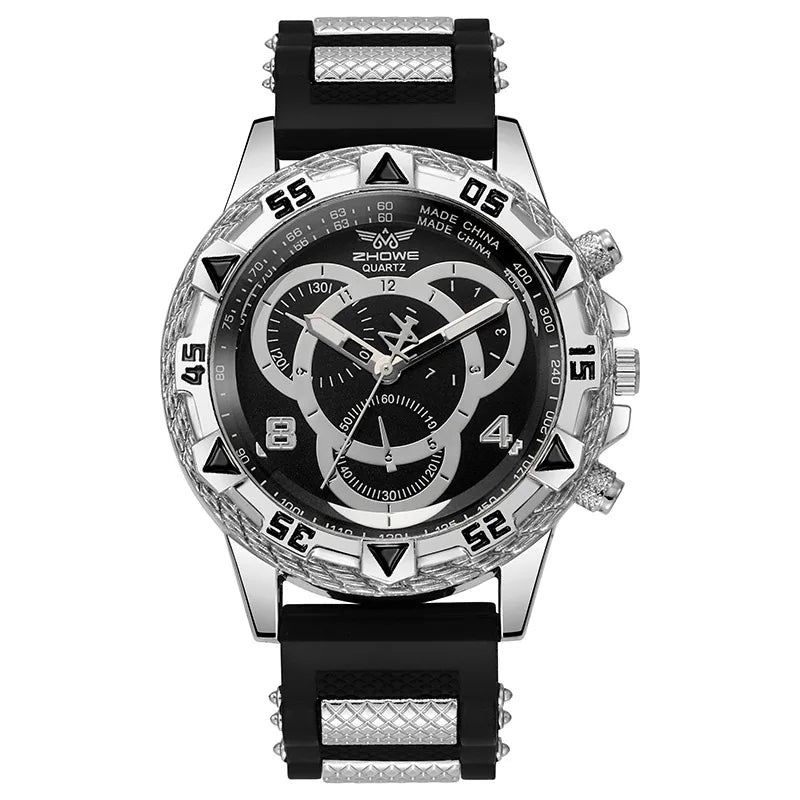 Montre-bracelet à quartz analogique pour homme, bracelet en silicone, montres de sport, mode