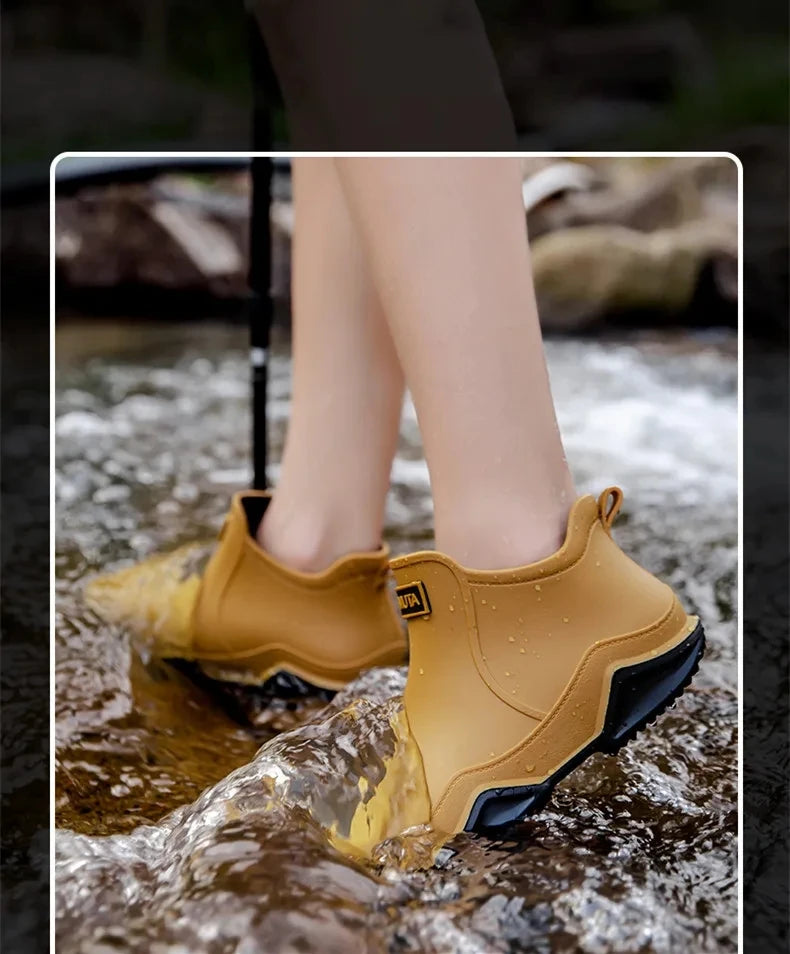 Chaussures de pluie tendance pour homme, imperméables, antidérapantes, en caoutchouc, pour l'extérieur, la cuisine et la pêche