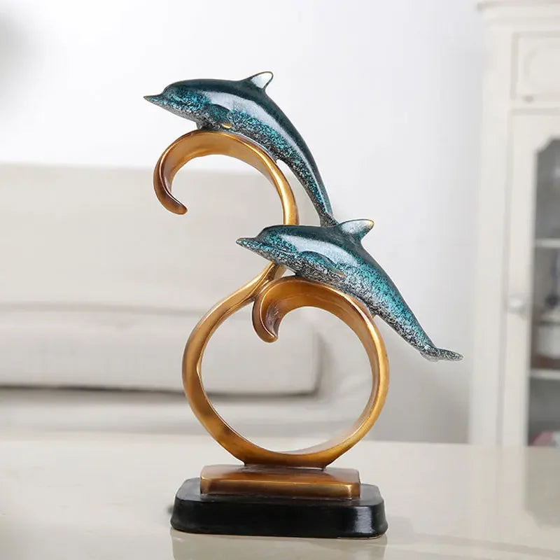 Ornements de bureau, animaux dauphin, décoration de maison, salon, chambre à coucher, Figurines artisanales européennes en résine, Statues créatives