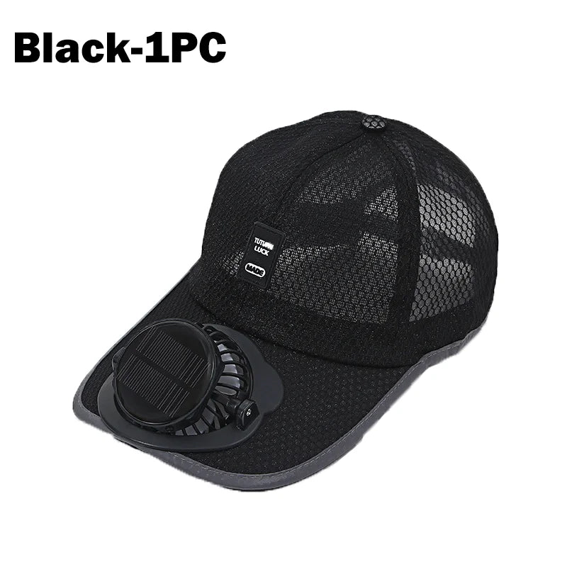 Casquette de baseball respirante avec ventilateur solaire rechargeable par USB, anti-UV, pour la randonnée, la pêche, les sports de plein air, cadeau pour la fête des pères