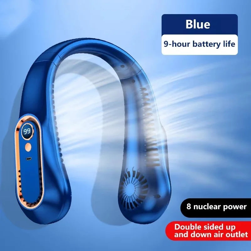 Ventilateur électrique suspendu au cou, 8000mAh, Portable, sans lame, Mini refroidisseur d'air rechargeable, silencieux, affichage numérique LED, pour l'extérieur