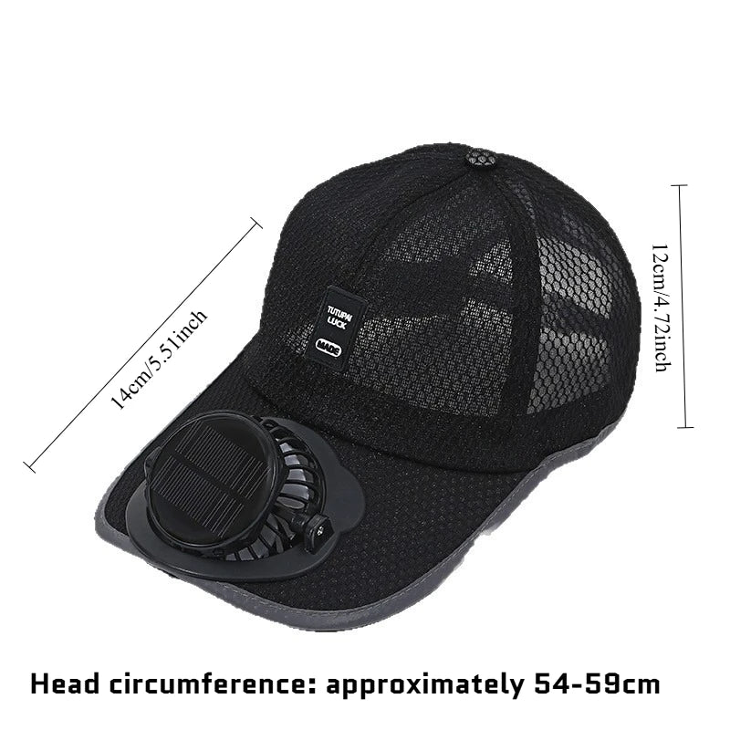 Casquette de baseball respirante avec ventilateur solaire rechargeable par USB, anti-UV, pour la randonnée, la pêche, les sports de plein air, cadeau pour la fête des pères