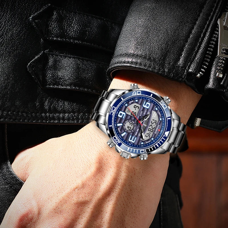 LIGE-Montre-bracelet à quartz pour homme, marque de luxe supérieure, sport, militaire, chronographe, date, numérique, horloge