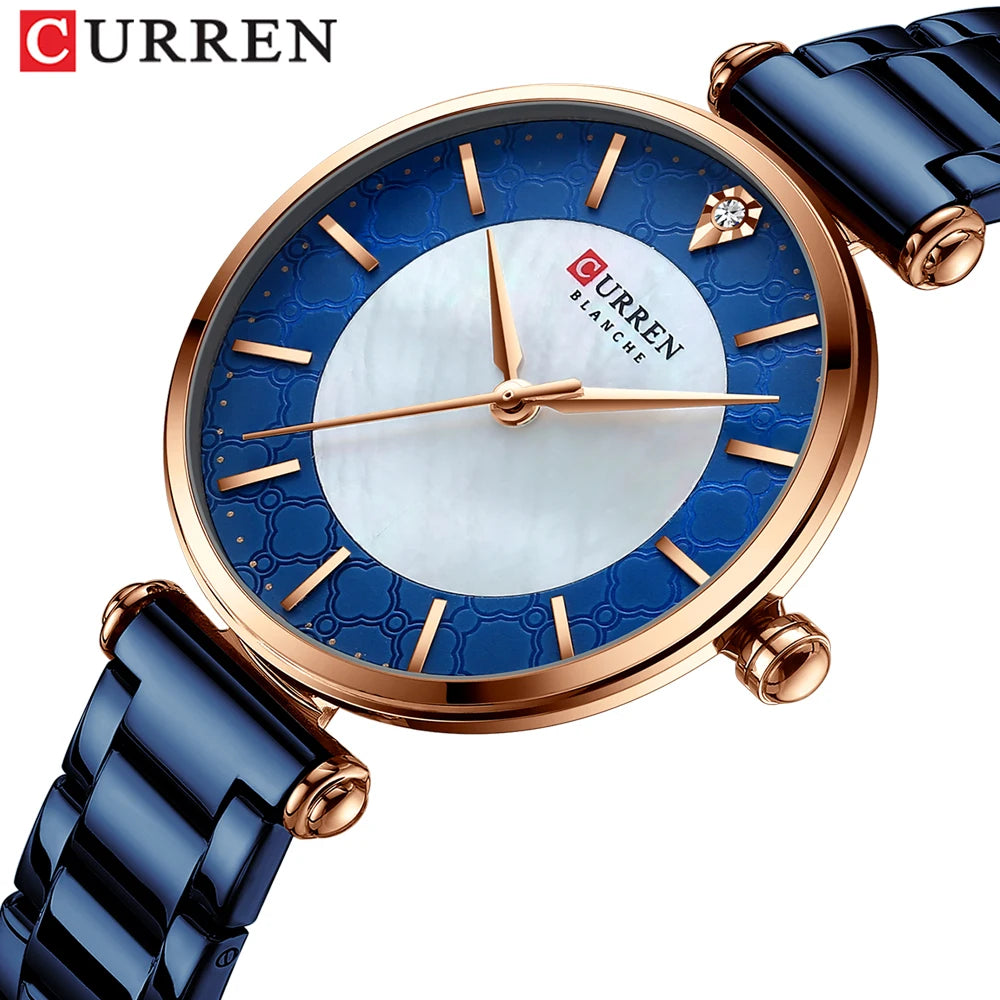 Montres pour femmes marque de luxe CURREN élégant mince montre-bracelet à Quartz avec acier inoxydable Simple femme horloge