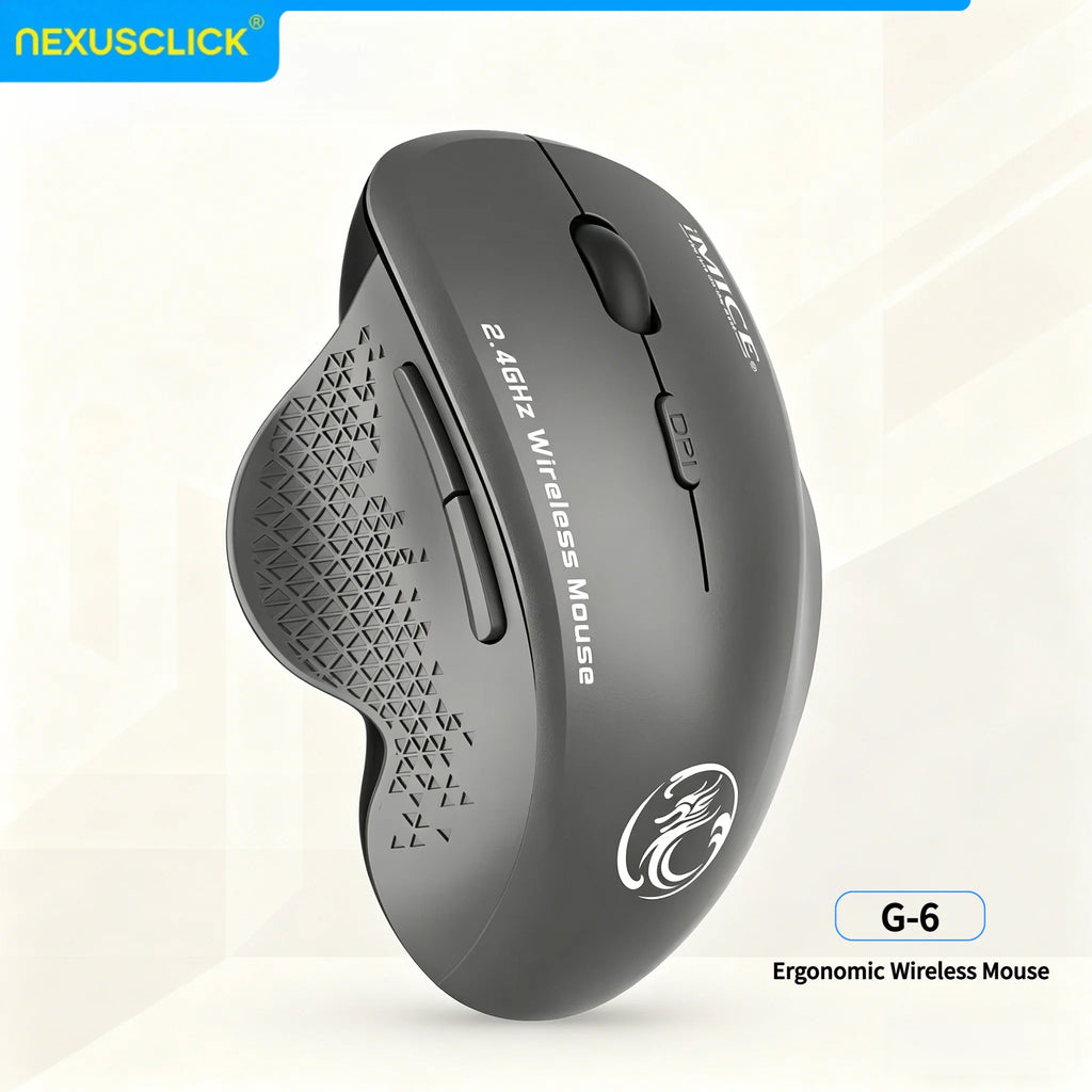 Souris sans fil NexusClick 2.4G à clic silencieux, 3 DPI réglables, 6 boutons, économie d'énergie, USB Plug and Play, pour ordinateur portable, bureau, jeux