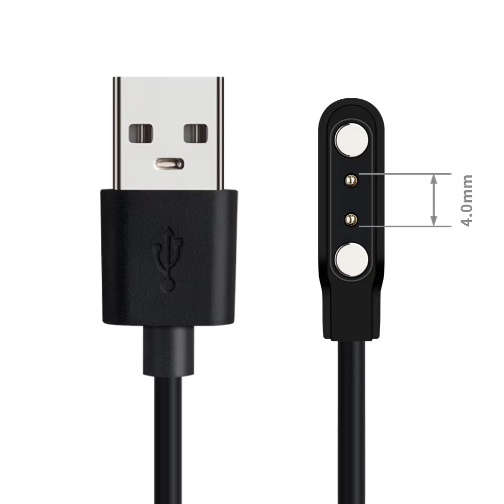 Câble de Charge magnétique puissant universel, 2 broches, 4mm, 7.62mm, 4 broches, cordon de ligne de Charge USB, noir et blanc pour montres intelligentes