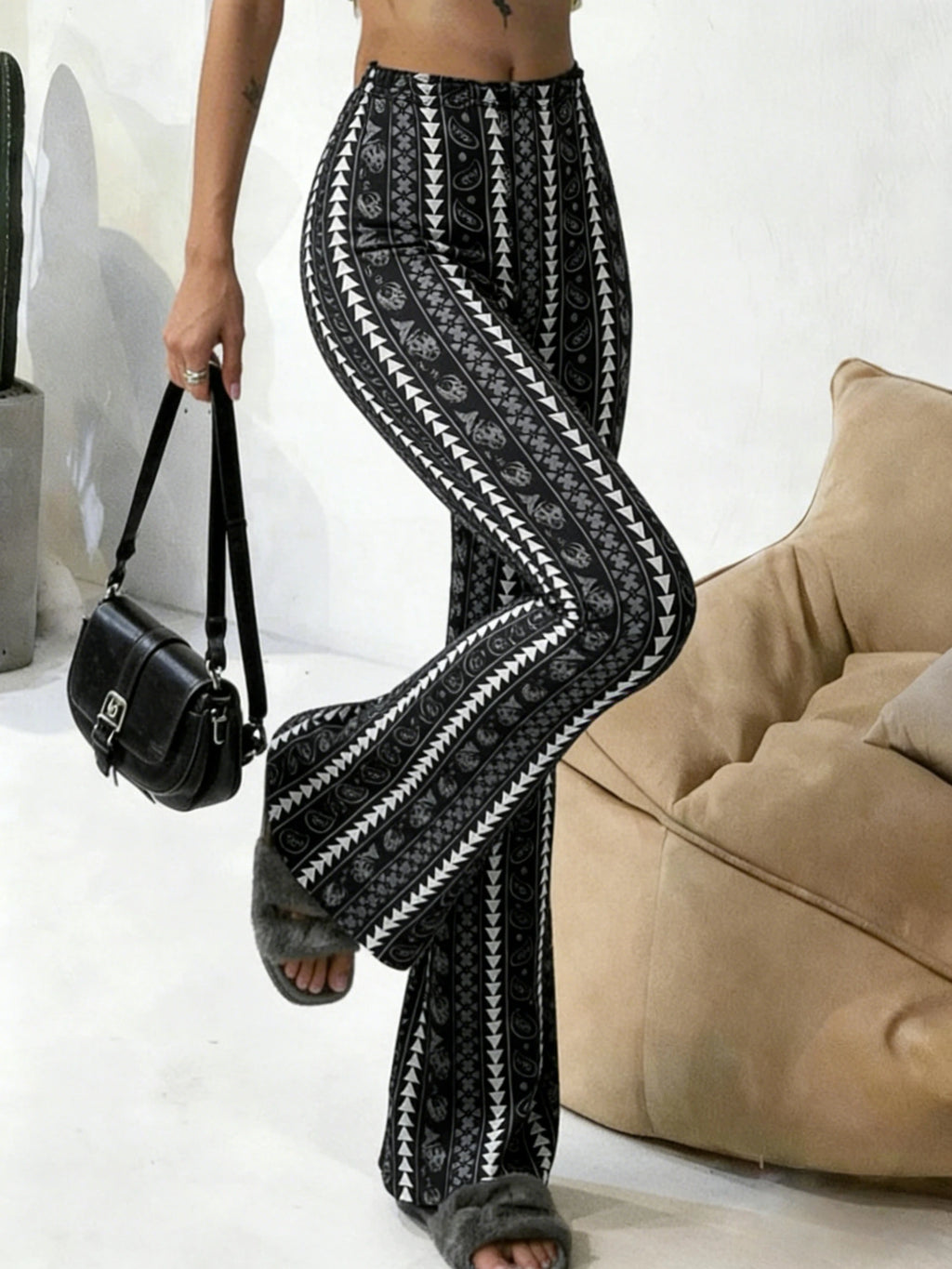 Pantalon évasé pour femme, taille haute, extensible, coupe ajustée, style rétro Y2K, printemps-été, décontracté, pour le quotidien, streetwear, coupe cloche
