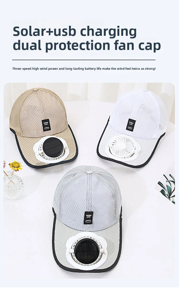 Casquette de baseball à énergie solaire - Chapeau d'été respirant en maille anti-UV pour hommes et femmes, idéal pour les activités de plein air