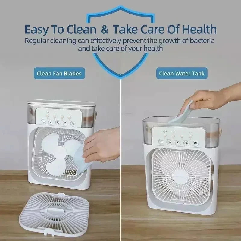 Nouveau 3 en 1 ventilateur climatiseur ménage Mini refroidisseur d'air LED veilleuse Portable humidificateur réglage de l'air ventilateur bureau maison ventilateur