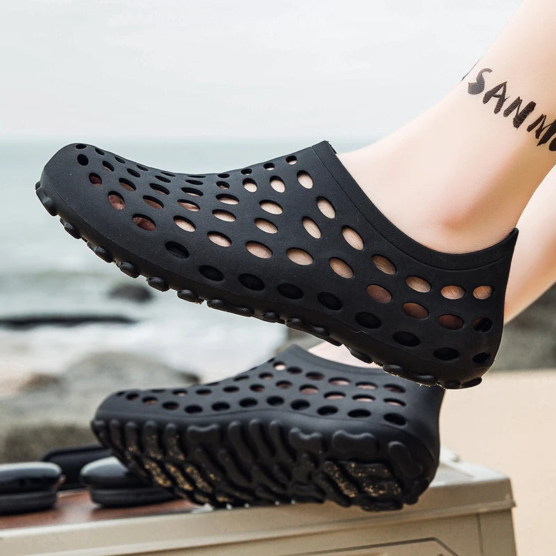 Sandales pour hommes Été 2026 Antidérapantes Résistantes à l'usure Chaussures ajourées à couvrance totale Chaussures de pêche et de wading pour hommes en extérieur