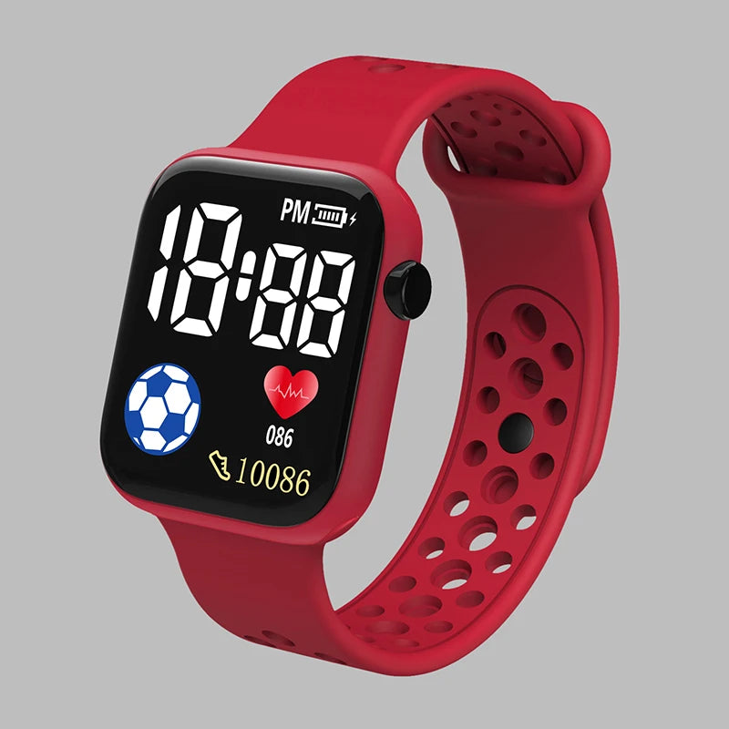 Nouvelle montre numérique LED pour enfants, garçons et filles, montres de sport de football, montre numérique en silicone, montre-bracelet électronique décontractée pour enfants
