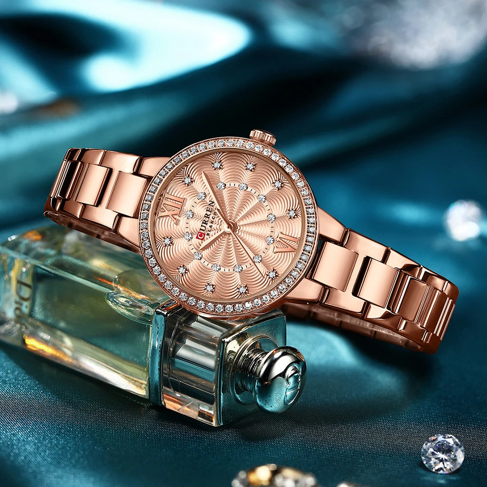 Istro REN-Montres-bracelets à quartz avec bracelet en acier inoxydable pour hommes et femmes, biscuits de luxe, cadran rose, montres à la mode, nouveau