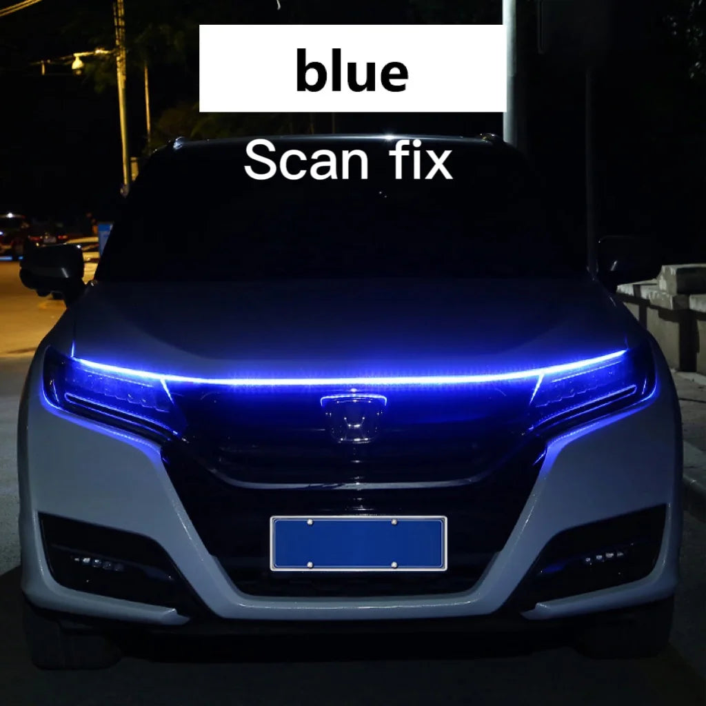 RXZ LED feux de jour balayage démarrage capot de voiture lumières décoratives DRL Auto moteur capot Guide lampe d'ambiance décorative 12V