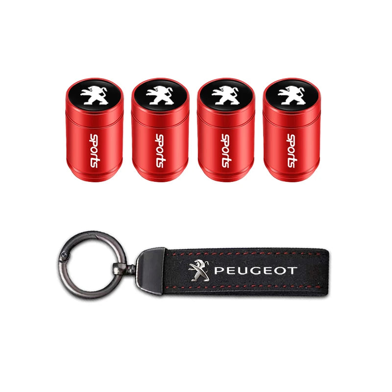 Cache-valve de pneu de voiture / Porte-clés de voiture avec badge pour Peugeot 2008 208 308 508 4008 408 3008 307 207 107 607 106 406 407
