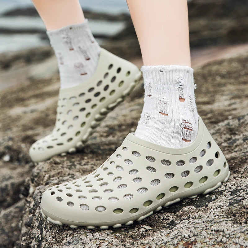 Sandales pour hommes Été 2026 Antidérapantes Résistantes à l'usure Chaussures ajourées à couvrance totale Chaussures de pêche et de wading pour hommes en extérieur