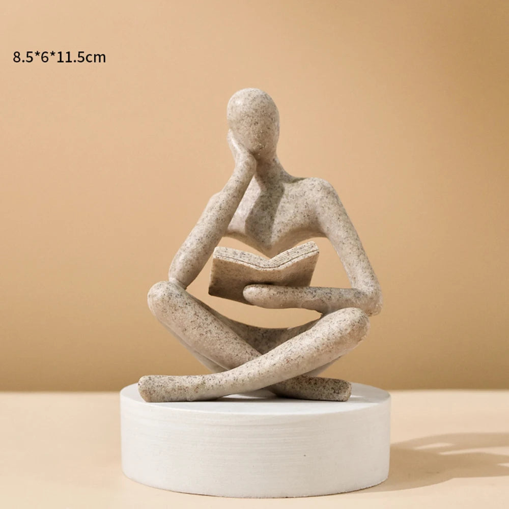 Décor d'étagère, décoration de maison, personne qui pensée, Sculpture de penseur abstrait, Statue en résine, décoration de lecture moderne