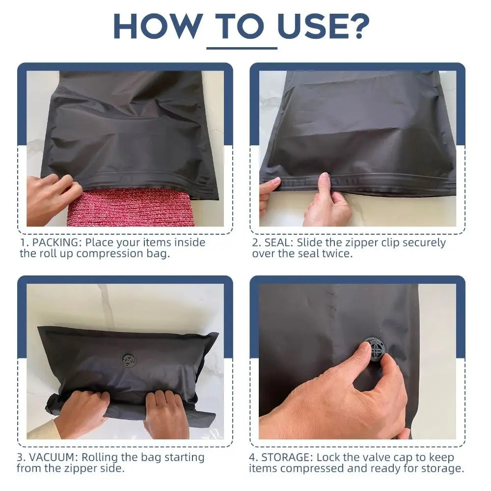 Sac de rangement sous vide pour bagages, sacs sous vide réutilisables en rouleau pour voyage, sac de Compression sous vide étanche, gain de place