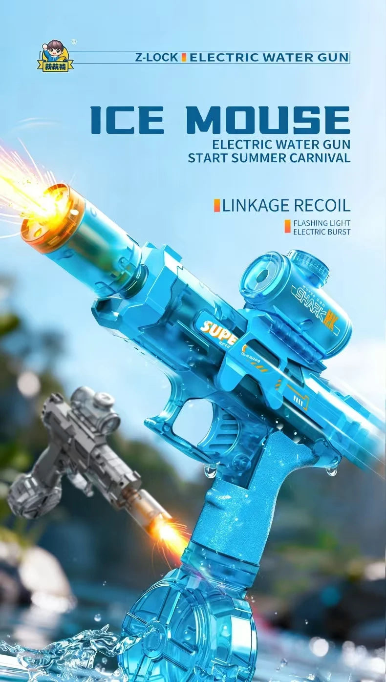 Pistolet à eau électrique LED pour enfants, simulation de souris de la neige, grande capacité, tir continu automatique