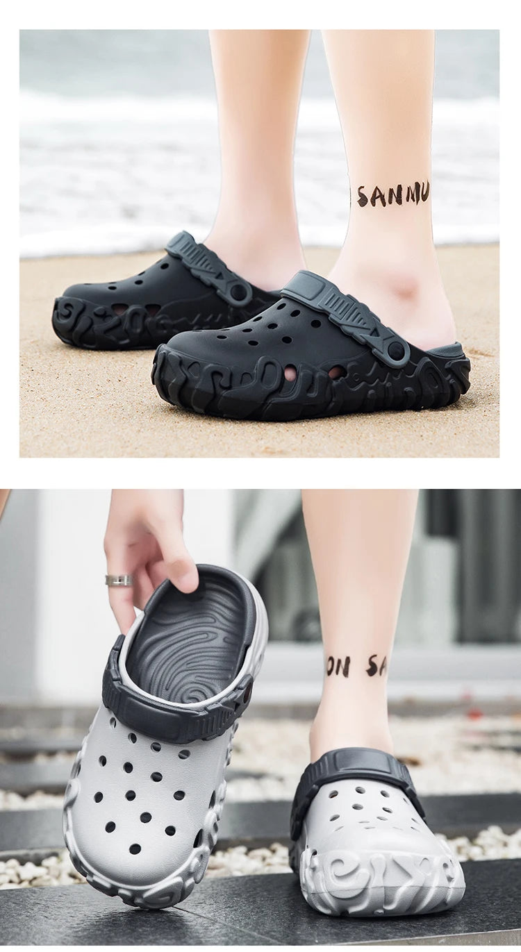 Sandales d'été pour hommes, antidérapantes, résistantes à l'usure, à bout fermé, sandales de plage décontractées pour hommes, pantoufles à semelle souple