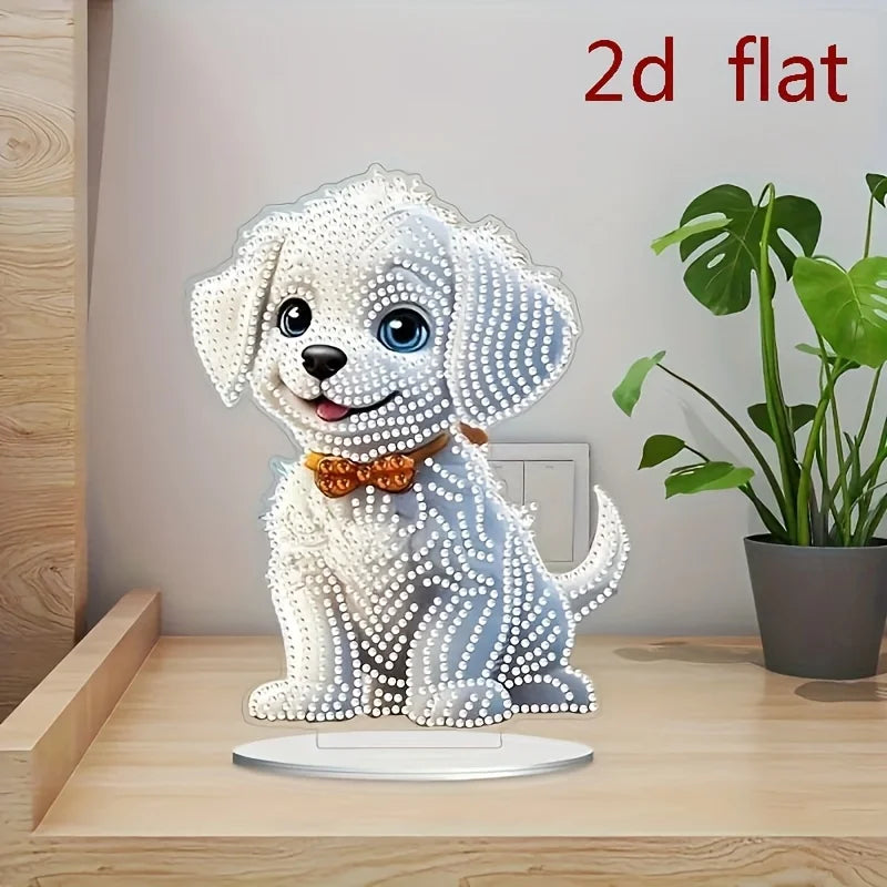 Peinture diamant 2D/plat, ornement de décoration à motif de chien, design de diamant irrégulier unique à faire soi-même, adapté à la maison, à la chambre à coucher et au bureau
